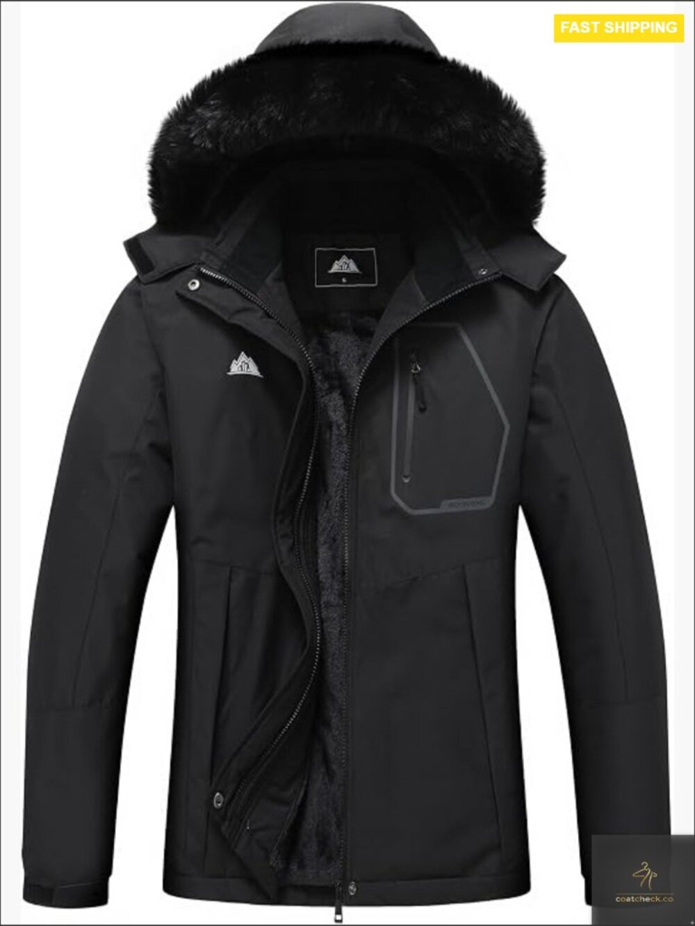 Insulated Snow Ski Jacket Waterproof Winter Coat Hooded Pockets Long Sleeve Zip